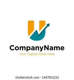 letter U trade marketing logo design vector. initial U and chart diagram graphic concept. company, corporate, business, finance symbol icon. 