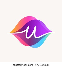 Letter U with transparency sound waves logo design concept. Vector icon perfect to use in any audio electronic labels, music posters, dj identity, etc.