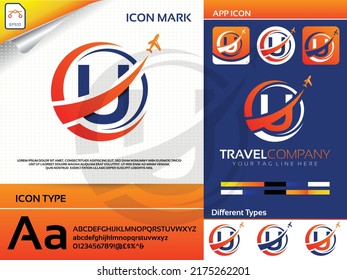 Letter u travel logo Premium Vector