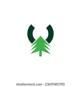 Letter U tree geometric symbol  simple logo vector