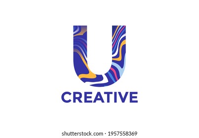 Letter U Trendy Acrylic Fluid Vector Logo