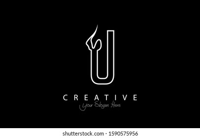 Letter U Trendy Logo Design. Creative Letters Icon Logo with white and black color Vector Illustration.