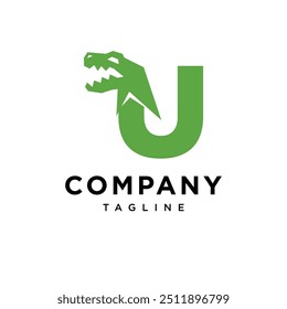 Letra U T-Rex Dinosaurus ícone de logotipo vetor