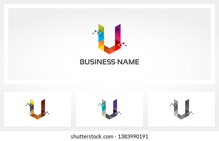 Letter U Triangle Pixel Colorful Eroded