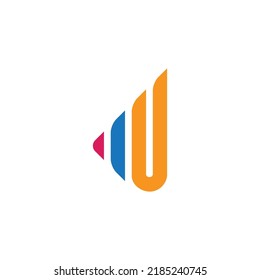 letter u triangle stripes colorful line logo vector