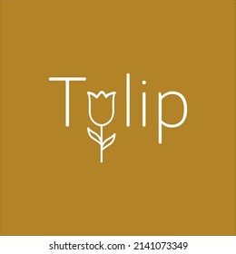 Letra U Tulip con el logotipo de tulipán hoja. La U inicial se combina con la flor tulipán. flor de tulipanes estilo silueta. Para la plantilla de logotipo de marca de salón o cosméticos