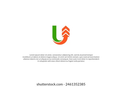 letter u turn arrow modern logo