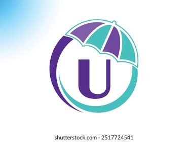 Modelo Vetor De Design De Logotipo De Letra U Umbrella.