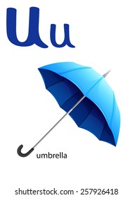 Letter U for umbrella on a white background