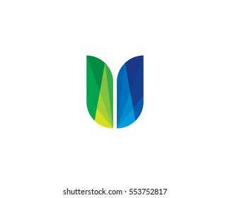 Letter U Unique Colorful Shape Logo Design Element