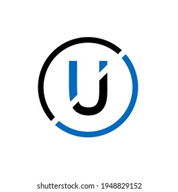 Letter U unique logo business or company cut circle design, vector template