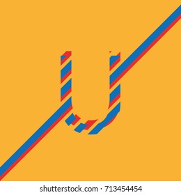 letter U uppercase vector from lines