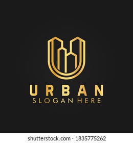 Letter U Urban Building Contruction Logo Design Symbol Vector Illustration
