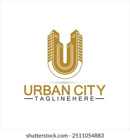 Letter U Urban Building Logo Vector Design. Urban icon, city tower, property