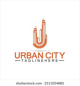 Letter U Urban Building Logo Vector Design. Urban icon, city tower, property