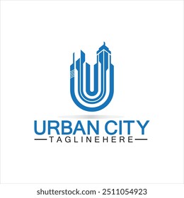 Letter U Urban Building Logo Vector Design. Urban icon, city tower, property