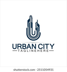 Letter U Urban Building Logo Vector Design. Urban icon, city tower, property