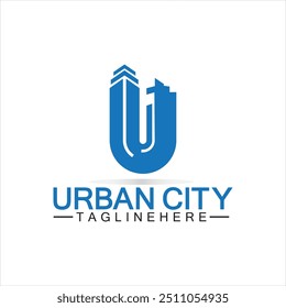 Letter U Urban Building Logo Vector Design. Urban icon, city tower, property