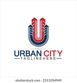 Letter U Urban Building Logo Vector Design. Urban icon, city tower, property