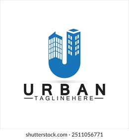 Letter U Urban Building Logo Vector Design. Urban icon, city tower, property