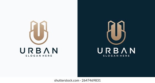 Letter U Urban Building Logo Vector Design. Urban icon, city tower, property.