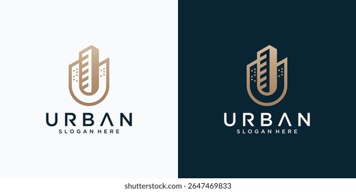 Letter U Urban Building Logo Vector Design. Urban icon, city tower, property.