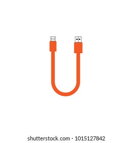 Letter U USB cable with orange color template vector
