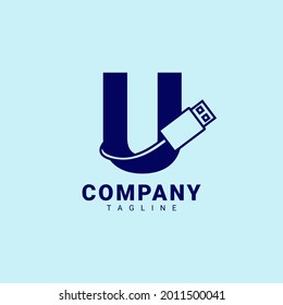 letter U usb clean and professional vector logo design