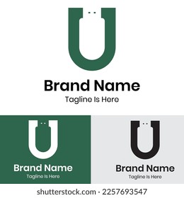 
 Letter u, USB drive logo design
