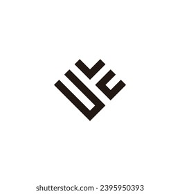 Letter U, v and c heart, square geometric symbol simple logo vector