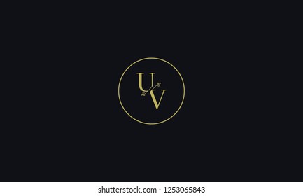 LETTER U AND V FLOWER LOGO WITH CIRCLE FRAME FOR LOGO DESIGN OR ILLUSTRATION USE