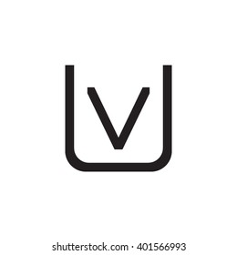 letter U and V monogram square shape logo black