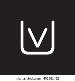 letter U and V monogram square shape logo white black background