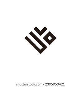 Letter U v o heart, square geometric symbol simple logo vector