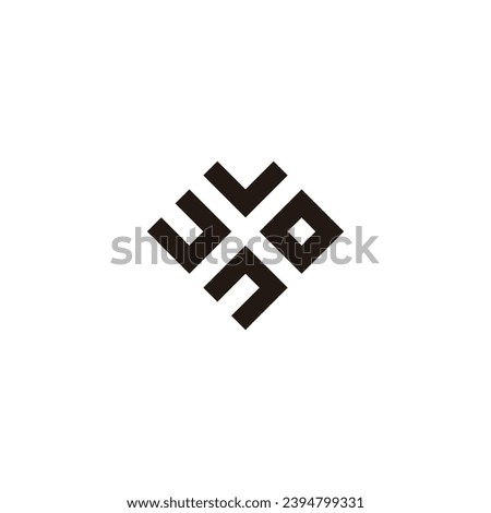 Letter U, v. o and n heart, square geometric symbol simple logo vector