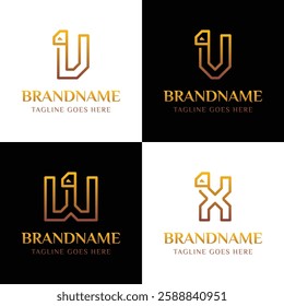 Letter U V W X Diamond Line Logo, for consulting, luxury goods, finance, or technology