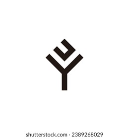 Letter U, v and Y square geometric symbol simple logo vector