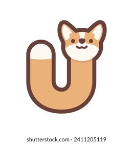 A letter U vector cute corgi dog