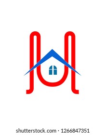 Letter U vector with home logo