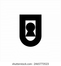 Letter U vector logo design with keyhole. Suitable to use for cyber security logos.