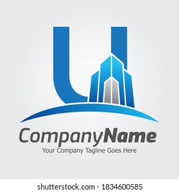 Letter U vector logo template, Colorful Letter U logo, Real Estate, Building and Construction Logo Design Template Vector Icon