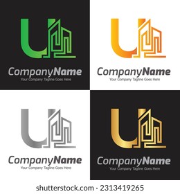 Buchstabe U Vektor-Logo-Vorlage, Farbbrief U Logo, Immobilien, Gebäude und Bau-Logo Design-Vorlage Vektorsymbol