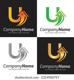 Letter U vector logo template, Colorful Letter U logo, Real Estate, Building and Construction Logo Design Template Vector Icon