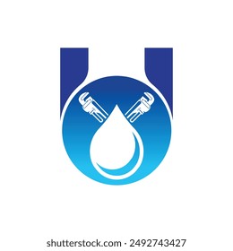Letter U vector logo template, Colorful Letter U logo, Modern Plumbing Services Logo Design