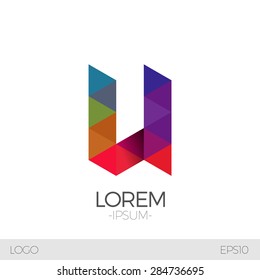 Letter U Vector Origami Logo icon. Colorful Abstract Design template element logo icon