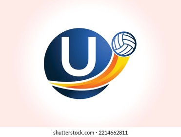 Letter U Volleyball Logo Design For Volleyball Club Symbol Vector Template. Volleyball Sign Template Design.