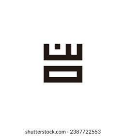 Letter u, w and o square geometric symbol simple logo vector