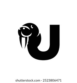 Letter U Walrus logo icon vector