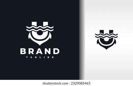 letter U water anchor logo