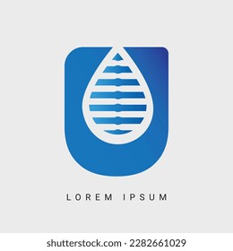 Letter U with Water Drop Logo Template Illustration Design